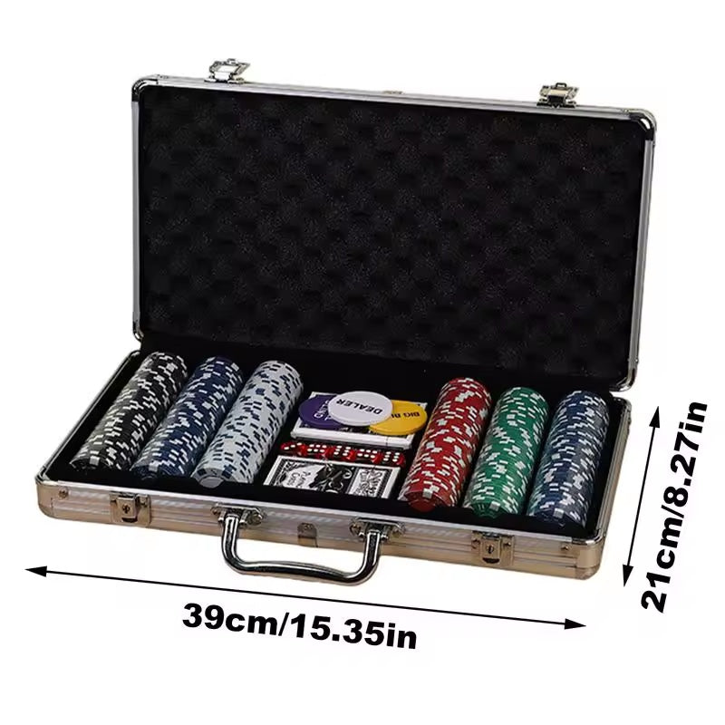 300pc poker game set aluminium case dimensions 39cm by 21cm