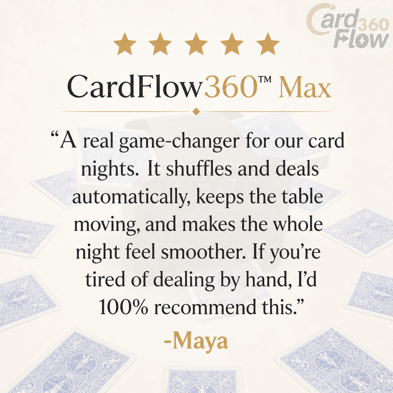 Verified customer 5-star review of CardFlow360 Max