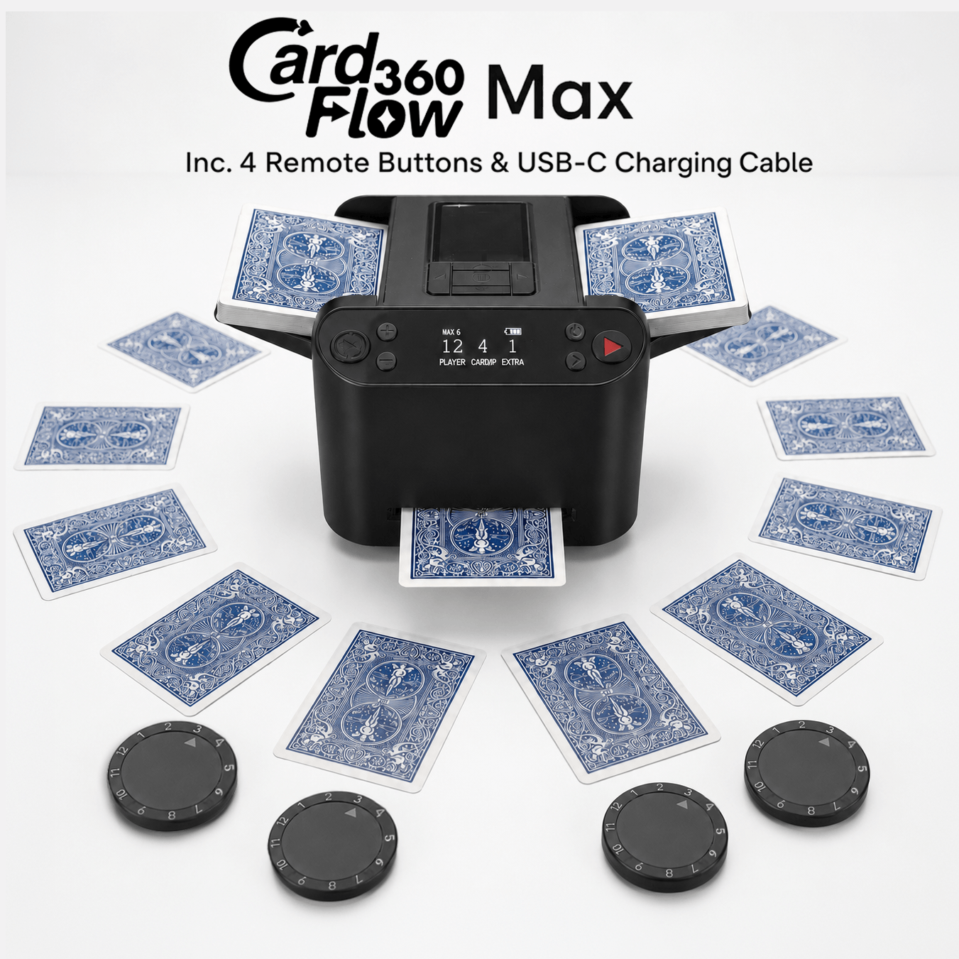CardFlow360 Max in black, product photo on white background