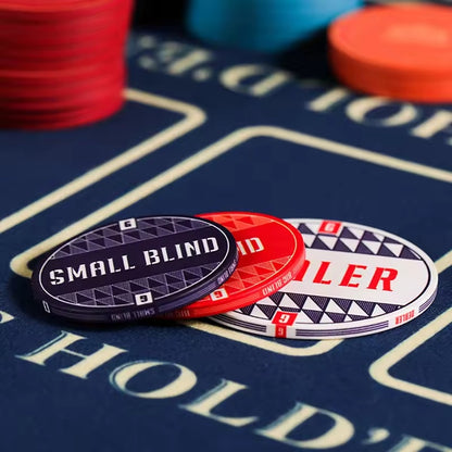 Dealer button with big blind and small blind buttons